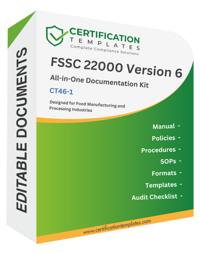 FSSC 22000 Documentation Kit (Version 6) for Food Manufacturing or Processing - Manual, Procedures, Forms, Audit Checklists