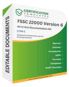 FSSC 22000 Documentation Kit (Version 6) for Food Manufacturing or Processing - Manual, Procedures, Forms, Audit Checklists