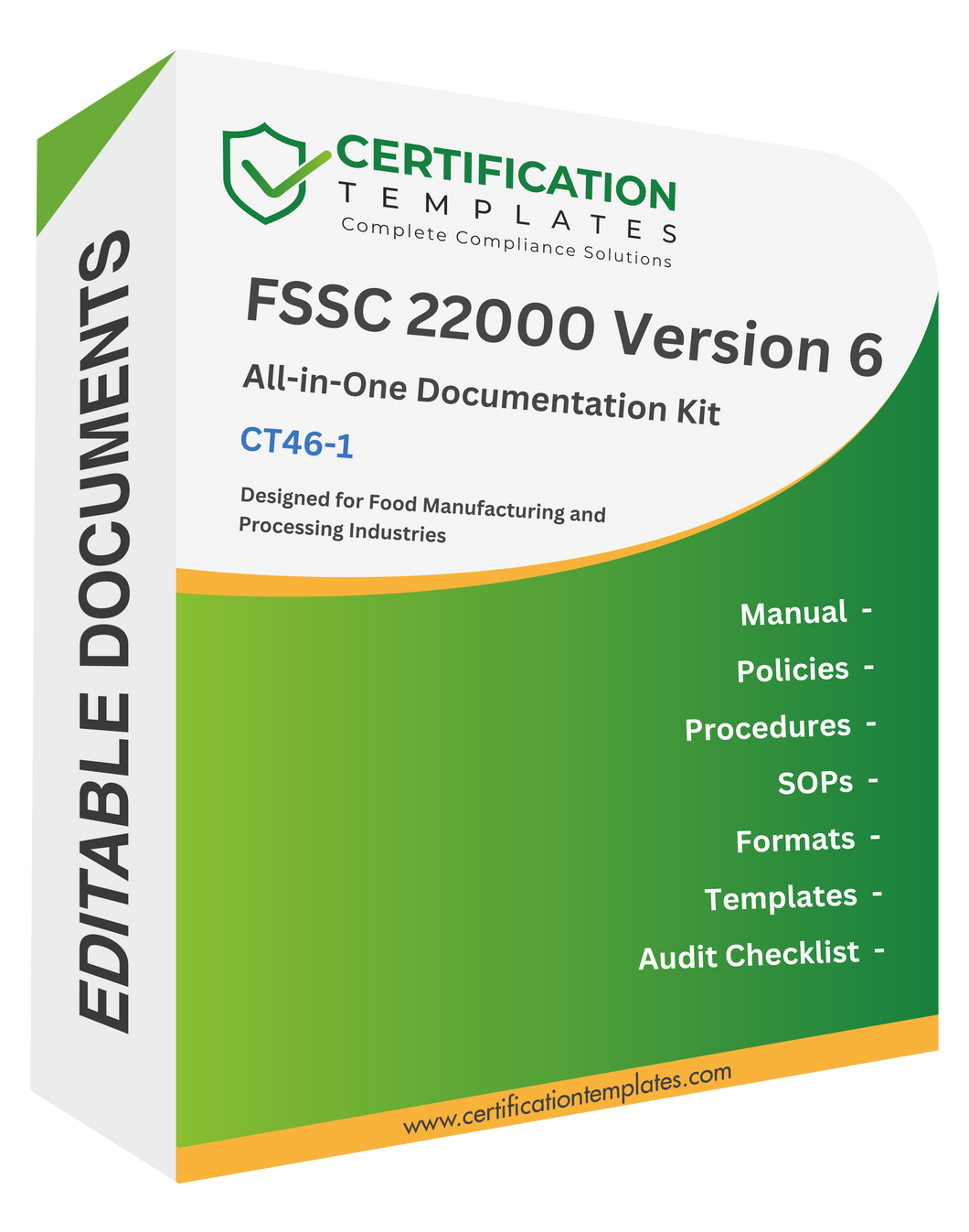 FSSC 22000 Documentation Kit (Version 6) for Food Manufacturing or Processing - Manual, Procedures, Forms, Audit Checklists